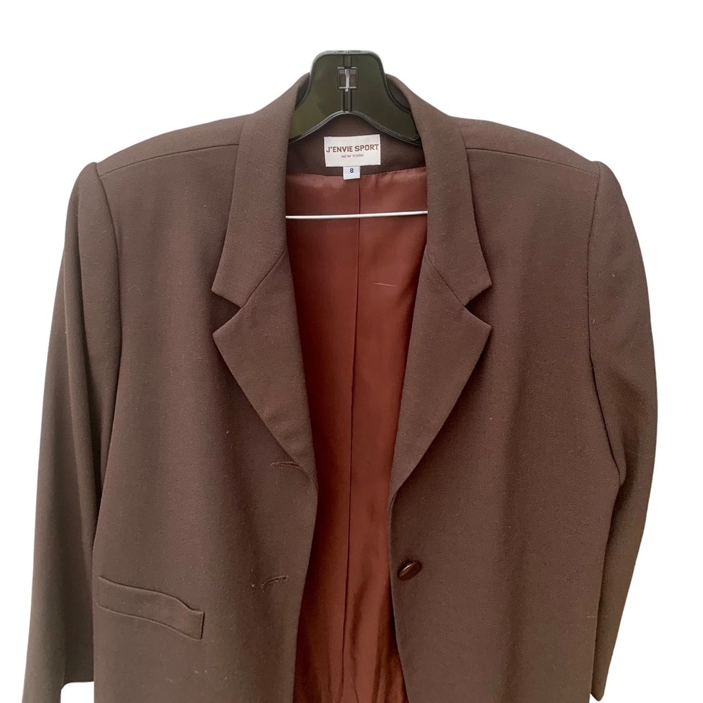 J’envie Sport 2PC New York Brown Wool Business Blazer Size 8 - Picture 5 of 8